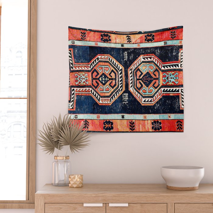 Davagin  Antique Daghestan East Caucasus Kilim Print Wall Tapestry Gallery Image 2