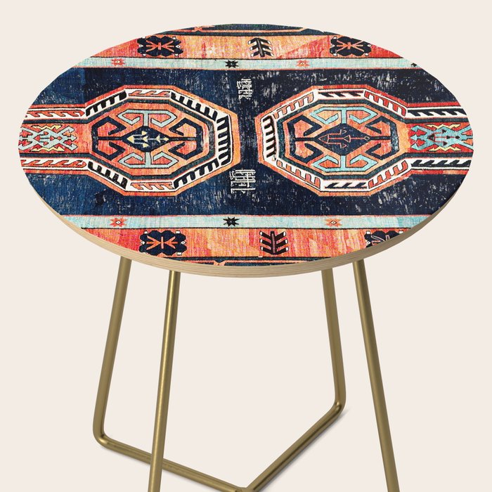 Davagin  Antique Daghestan East Caucasus Kilim Print Side Table Gallery Image 2