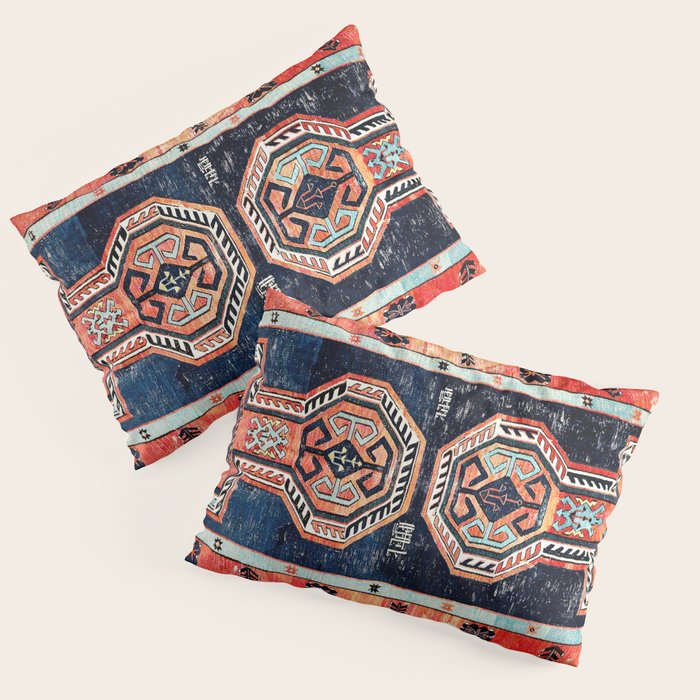 Davagin  Antique Daghestan East Caucasus Kilim Print Pillow Sham Gallery Image 3
