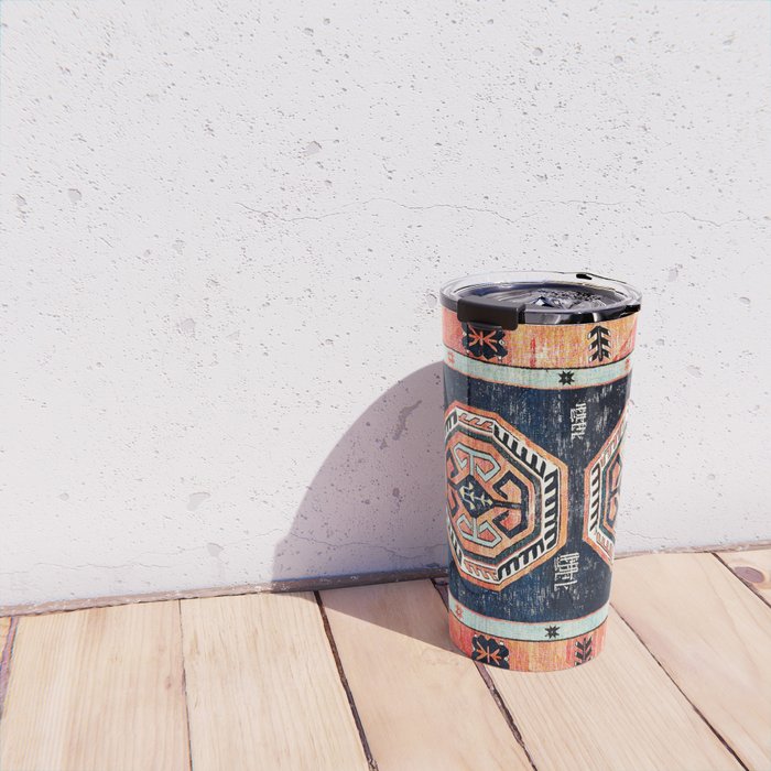 Davagin  Antique Daghestan East Caucasus Kilim Print Travel Mug Gallery Image 4