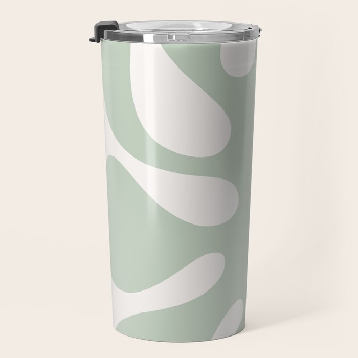 Minimal Abstract Matisse Monstera Pastel Sage Green 1/2 Travel Mug Gallery Image 3