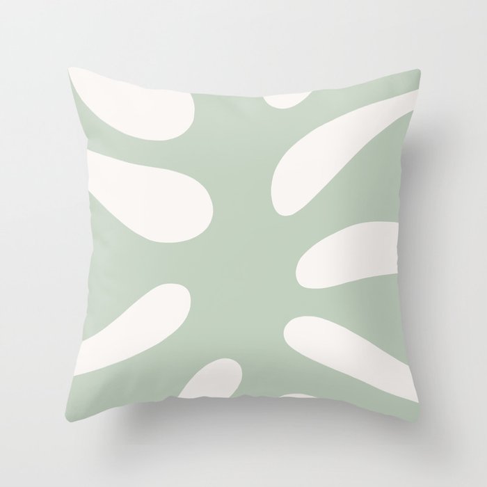 Minimal Abstract Matisse Monstera Pastel Sage Green 1/2 Throw Pillow Gallery Image 6