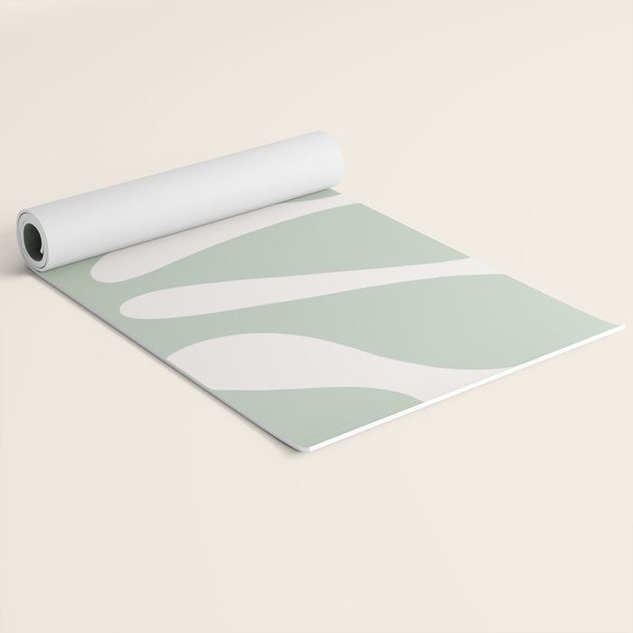 Minimal Abstract Matisse Monstera Pastel Sage Green 1/2 Yoga Mat Gallery Image 2