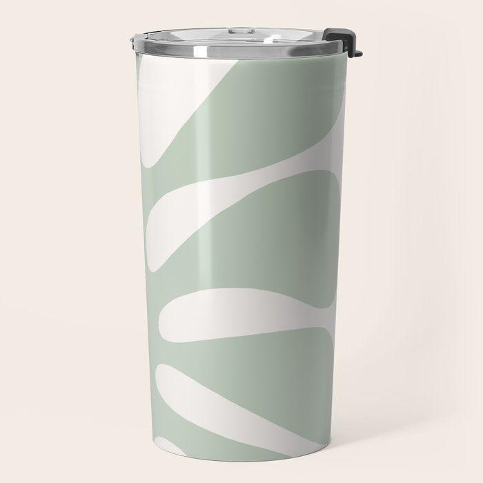 Minimal Abstract Matisse Monstera Pastel Sage Green 1/2 Travel Mug Gallery Image 2