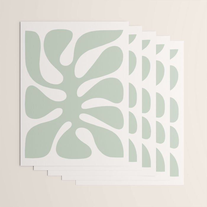 Minimal Abstract Matisse Monstera Pastel Sage Green 1/2 Wrapping Paper Gallery Image 3