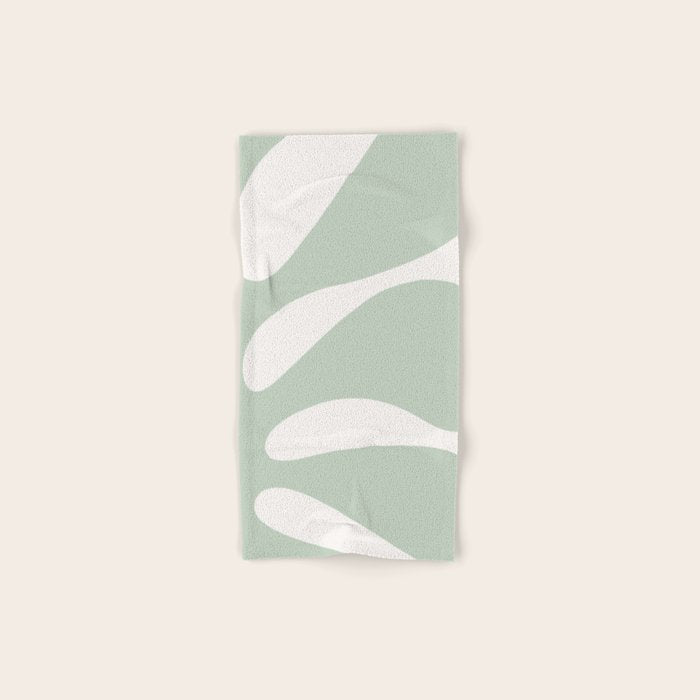 Minimal Abstract Matisse Monstera Pastel Sage Green 1/2 Bath Towel Gallery Image 1
