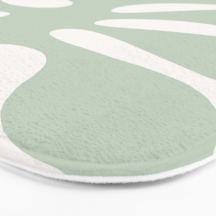 Minimal Abstract Matisse Monstera Pastel Sage Green 1/2 Bath Mat Gallery Image 3
