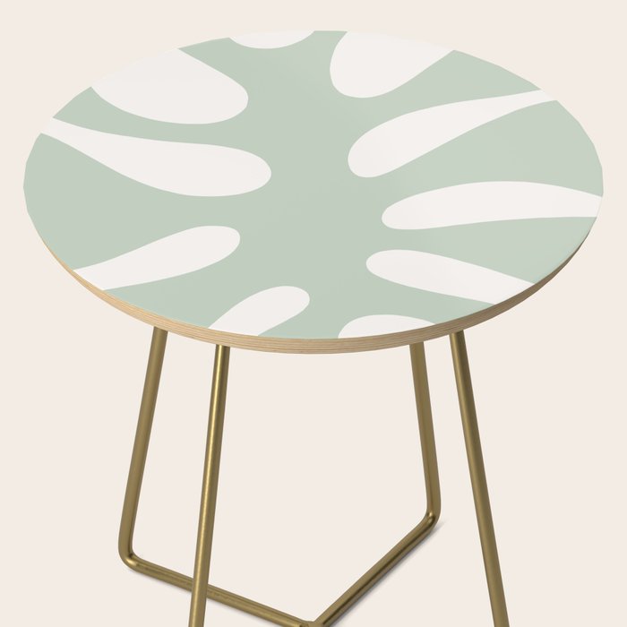 Minimal Abstract Matisse Monstera Pastel Sage Green 1/2 Side Table Gallery Image 2