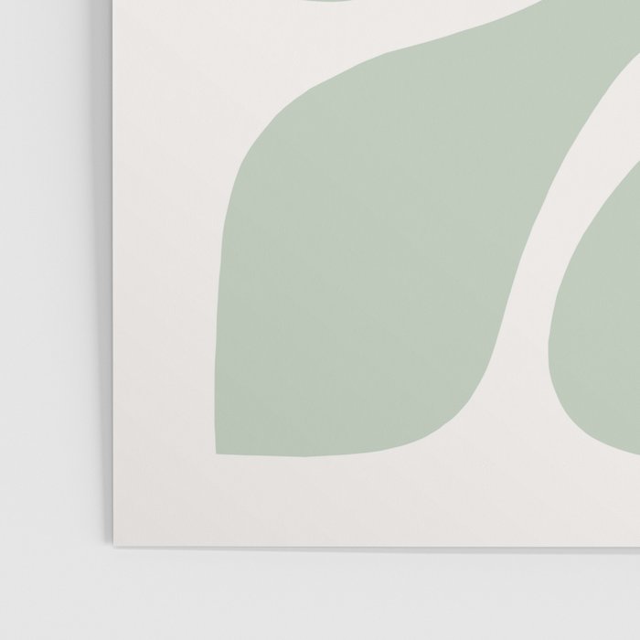 Minimal Abstract Matisse Monstera Pastel Sage Green 1/2 Poster Gallery Image 3
