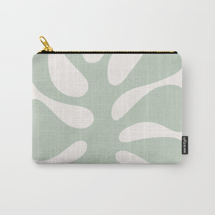 Minimal Abstract Matisse Monstera Pastel Sage Green 1/2 Carry All Pouch Gallery Image 1