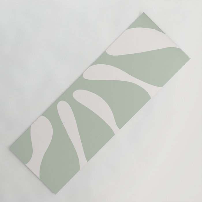 Minimal Abstract Matisse Monstera Pastel Sage Green 1/2 Yoga Mat Gallery Image 1