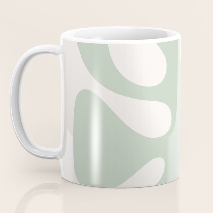 Minimal Abstract Matisse Monstera Pastel Sage Green 1/2 Coffee Mug Gallery Image 3
