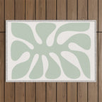 Minimal Abstract Matisse Monstera Pastel Sage Green 1/2 Outdoor Rug Gallery Image 1