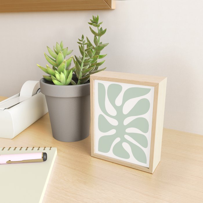 Minimal Abstract Matisse Monstera Pastel Sage Green 1/2 Mini Art Print Gallery Image 2