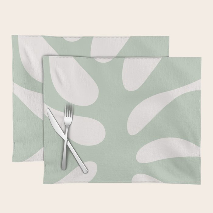 Minimal Abstract Matisse Monstera Pastel Sage Green 1/2 Placemat Gallery Image 1