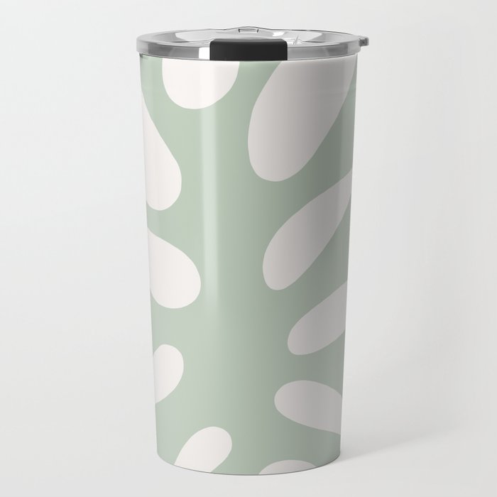 Minimal Abstract Matisse Monstera Pastel Sage Green 1/2 Travel Mug Gallery Image 1