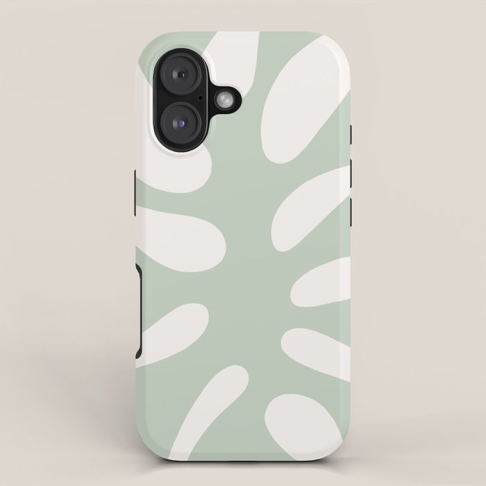 Minimal Abstract Matisse Monstera Pastel Sage Green 1/2 iPhone Case Gallery Image 1