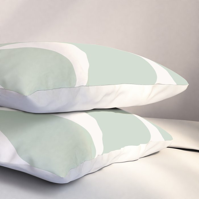 Minimal Abstract Matisse Monstera Pastel Sage Green 1/2 Pillow Sham Gallery Image 3