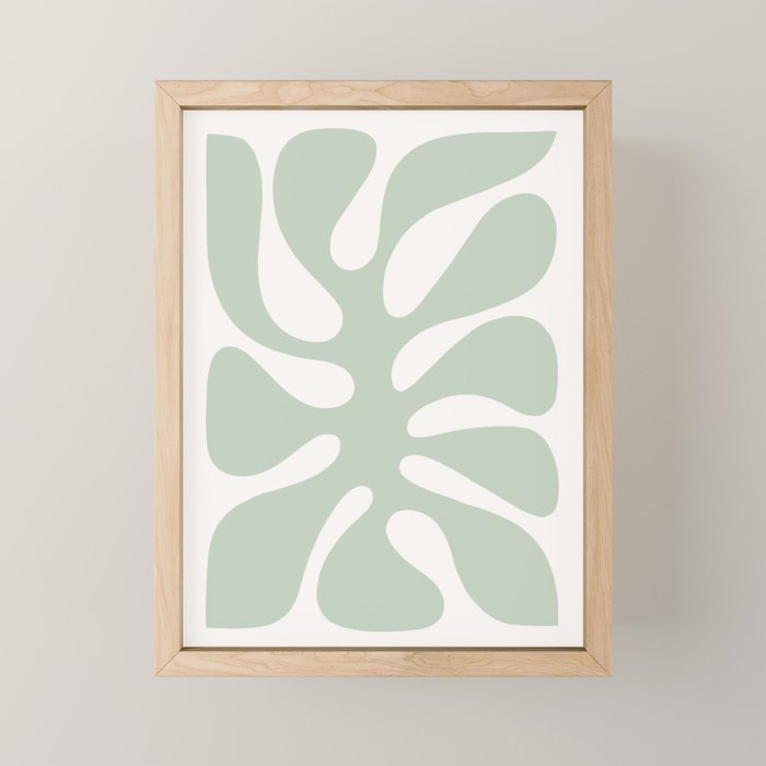 Minimal Abstract Matisse Monstera Pastel Sage Green 1/2 Mini Art Print Gallery Image 1