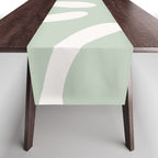 Minimal Abstract Matisse Monstera Pastel Sage Green 1/2 Table Runner Gallery Image 1
