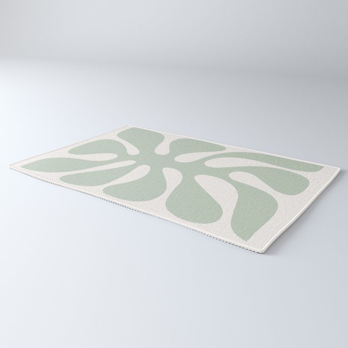 Minimal Abstract Matisse Monstera Pastel Sage Green 1/2 Rug Gallery Image 3
