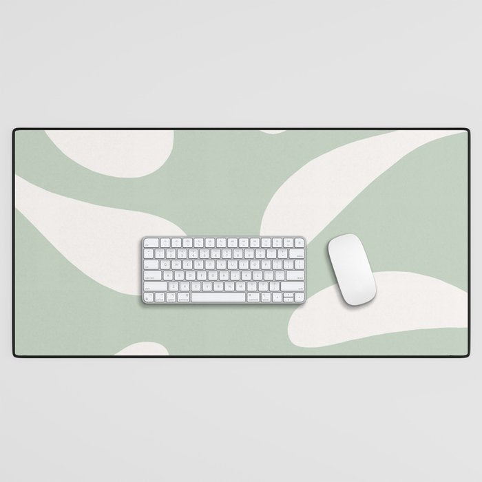 Minimal Abstract Matisse Monstera Pastel Sage Green 1/2 Desk Mat Gallery Image 1