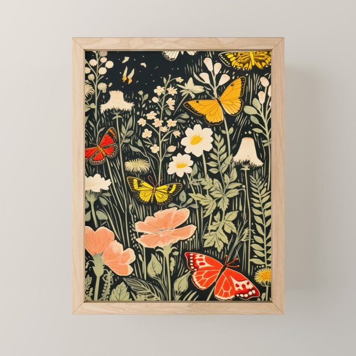 Butterfly Night Garden Mini Art Print Gallery Image 1