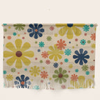 Flowerama Retro Floral Pattern in Mid Mod Mustard, Orange, Teal, Olive, and Beige Wall Hanging Gallery Image 1