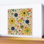 Flowerama Retro Floral Pattern in Mid Mod Mustard, Orange, Teal, Olive, and Beige Wall Mural Gallery Image 2