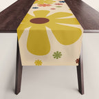 Flowerama Retro Floral Pattern in Mid Mod Mustard, Orange, Teal, Olive, and Beige Table Runner Gallery Image 1