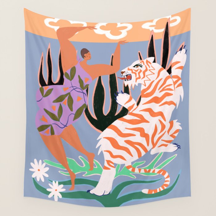 Hello Tiger Wall Tapestry Gallery Image 4