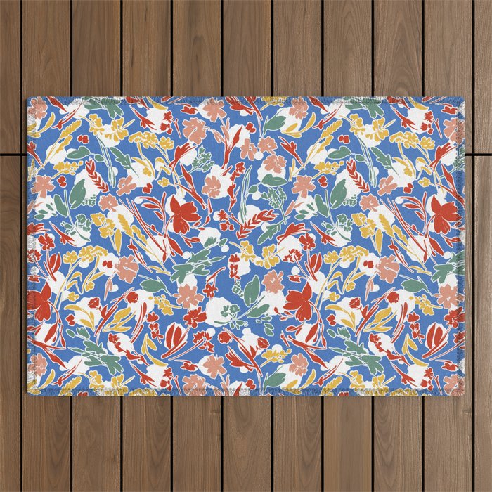 Wild colorful flowery meadow B Outdoor Rug Gallery Image 1