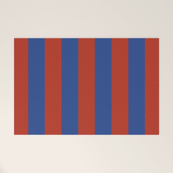 Ultramarine and Carrot Cake Stripes Welcome Mat Gallery Image 1