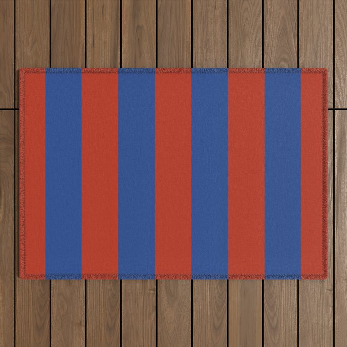 Ultramarine and Carrot Cake Stripes Outdoor Rug Gallery Image 1