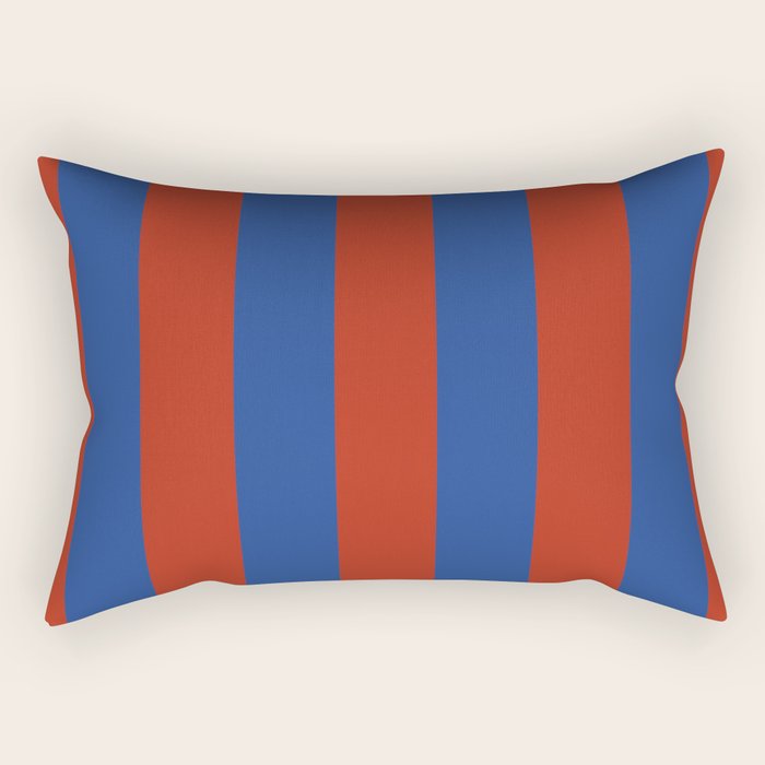 Ultramarine and Carrot Cake Stripes Rectangular Pillow Gallery Image 1