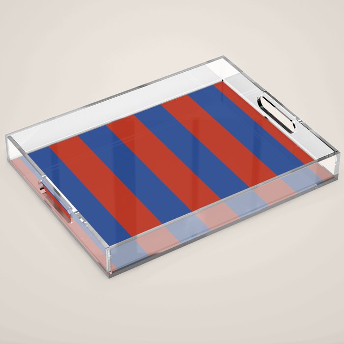 Ultramarine and Carrot Cake Stripes Acrylic Tray Gallery Image 1