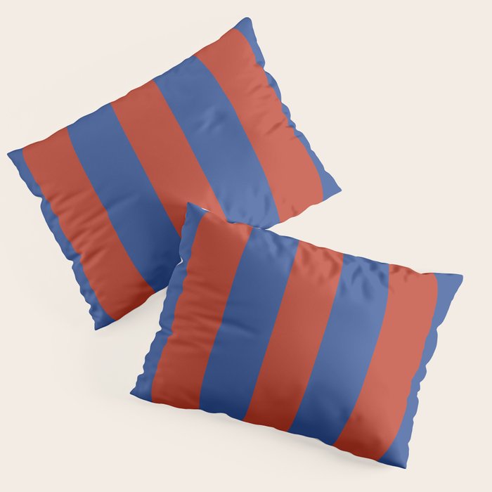 Ultramarine and Carrot Cake Stripes Pillow Sham Gallery Image 1