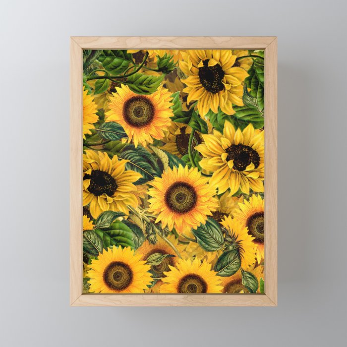 Vintage & Shabby Chic - Noon Sunflowers Garden Mini Art Print Gallery Image 1