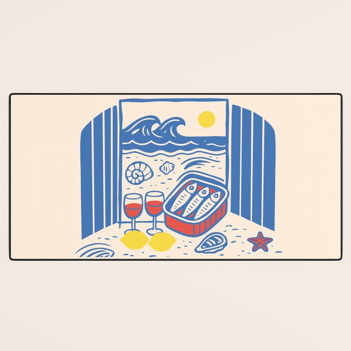Sardines, Lemons and Wine at the Beach Desk Mat Gallery Image 3
