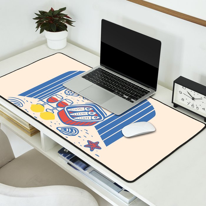 Sardines, Lemons and Wine at the Beach Desk Mat Gallery Image 2