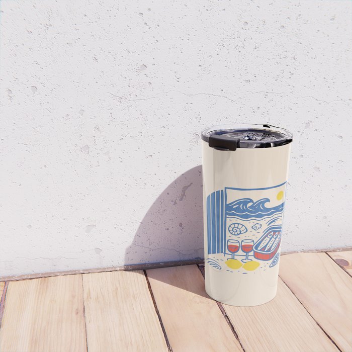 Sardines, Lemons and Wine at the Beach Travel Mug Gallery Image 4