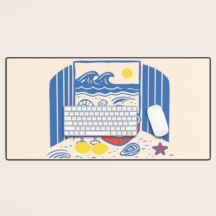 Sardines, Lemons and Wine at the Beach Desk Mat Gallery Image 1