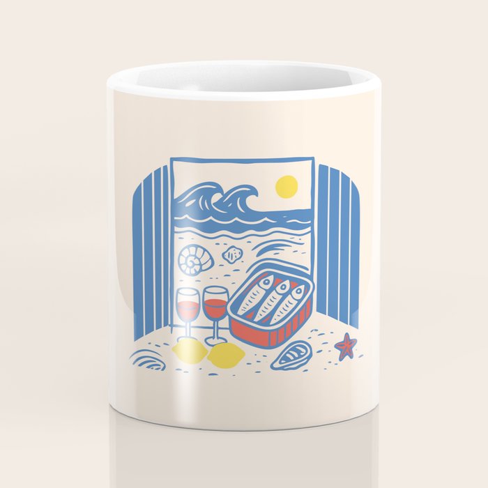 Sardines, Lemons and Wine at the Beach Coffee Mug Gallery Image 4