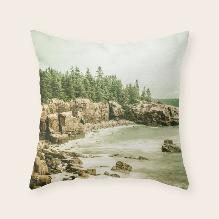 Acadia National Park Maine Rocky Beach Throw Pillow Gallery Image 1