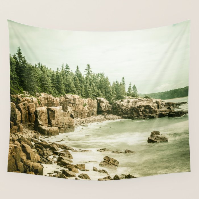Acadia National Park Maine Rocky Beach Wall Tapestry Gallery Image 4