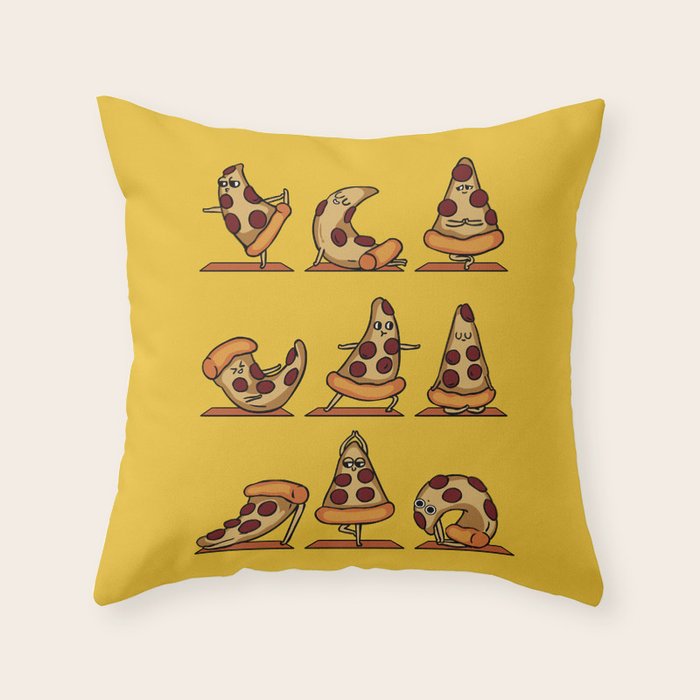 Pizza Yoga Throw Pillow Gallery Image 6