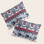 Fair isle knitting grey wolf // navy blue and grey wolves red moons and pine trees Pillow Sham Gallery Image 3