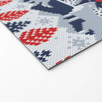 Fair isle knitting grey wolf // navy blue and grey wolves red moons and pine trees Welcome Mat Gallery Image 2