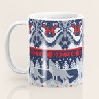 Fair isle knitting grey wolf // navy blue and grey wolves red moons and pine trees Coffee Mug Gallery Image 3
