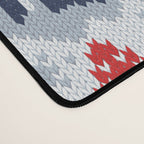 Fair isle knitting grey wolf // navy blue and grey wolves red moons and pine trees Desk Mat Gallery Image 4